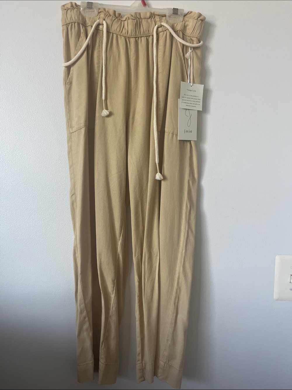 Joie Neutral Beige Elastic Drawstring Trousers